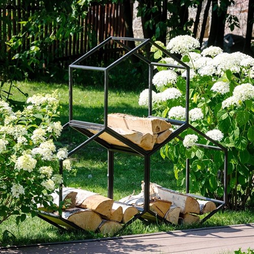 Дровница металлическая черная для дачи и дома, Лофт Соты HITSAD 66-917 66-917 - фото 70332